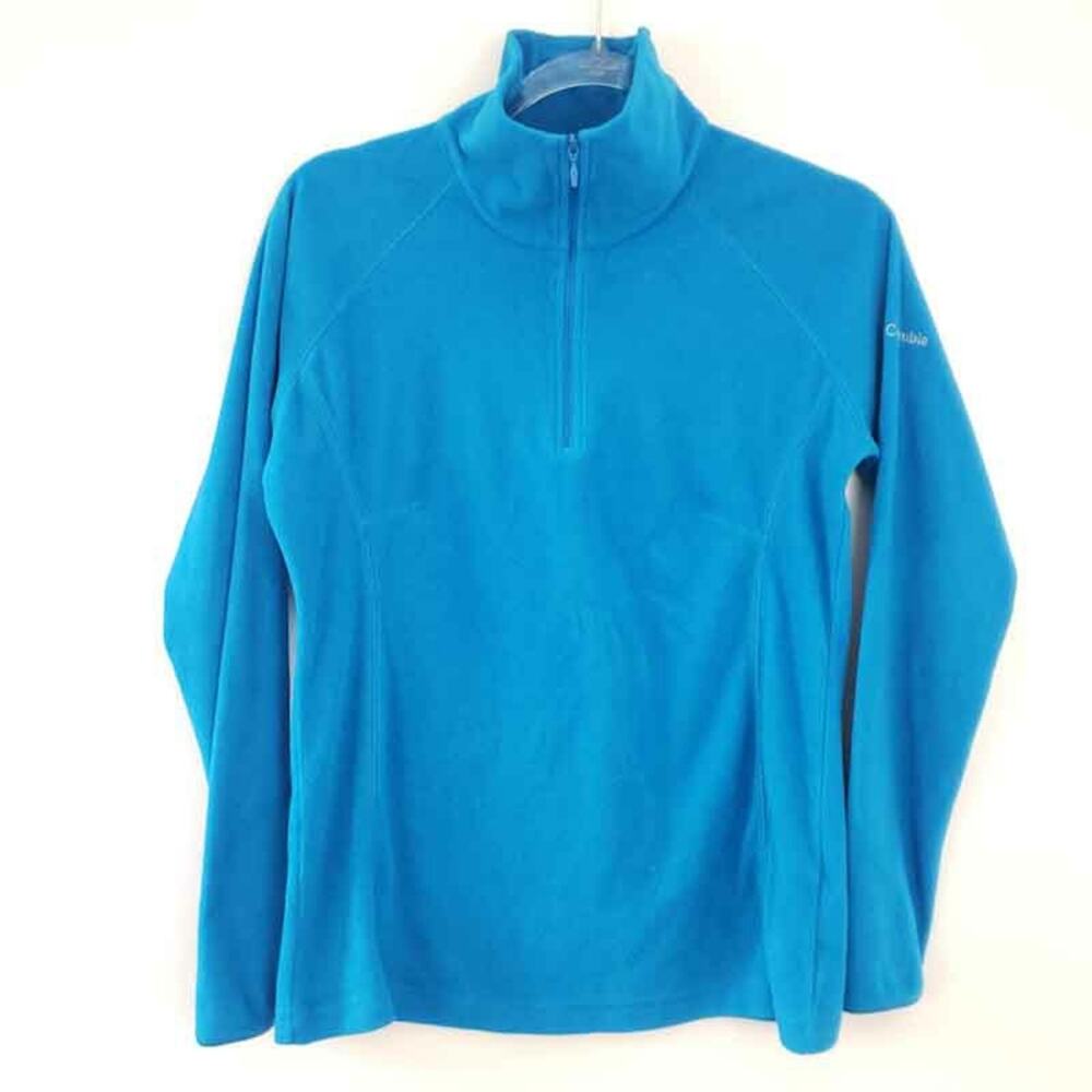 Columbia Fleece Pullover Jacket Blue Quarter Zip Mockneck Women Small